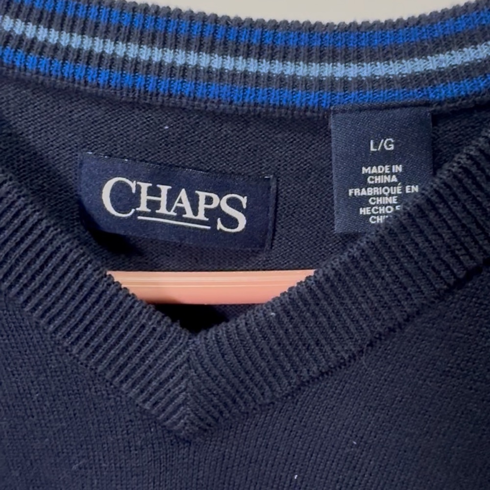 Chaps Men's Sweater Vest Bundle of 2 Maroon and Navy 100% Cotton Size L - Picture 4 of 4